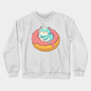 Cute cat in donut Crewneck Sweatshirt